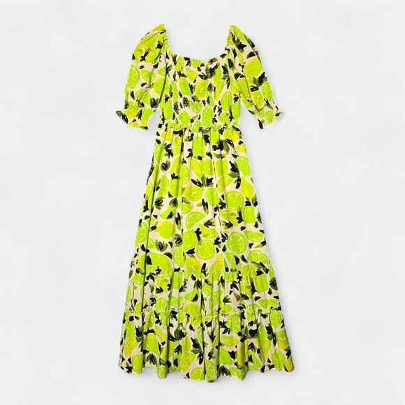 Steve Madden Dresses & Skirts - Steve Madden Womens Sunny Lime Challis‎ Tiered Maxi Dress Size Large Lime Green